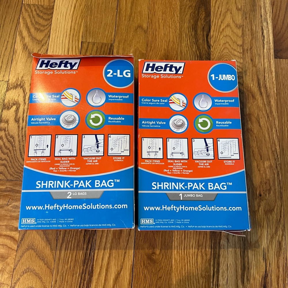 Hefty Shrink-Pak Bags 2-LG and 1-Jumbo